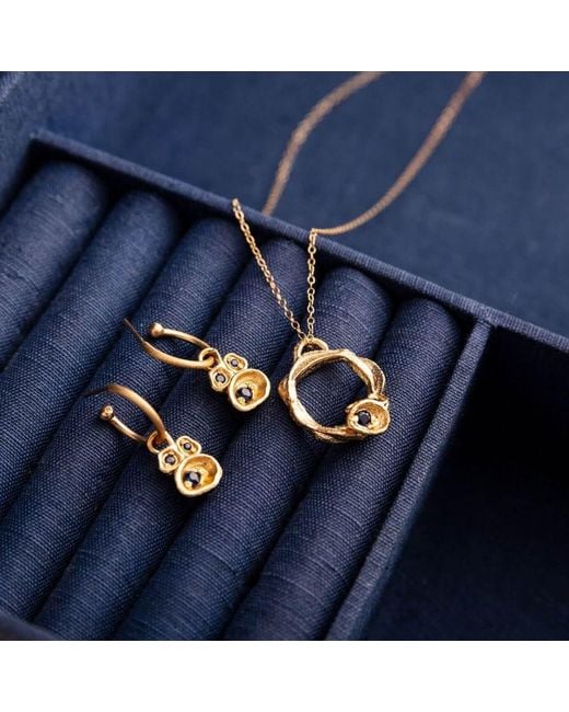 Claire Hill Designs Metallic Sapphire Lichen Hoop Earrings