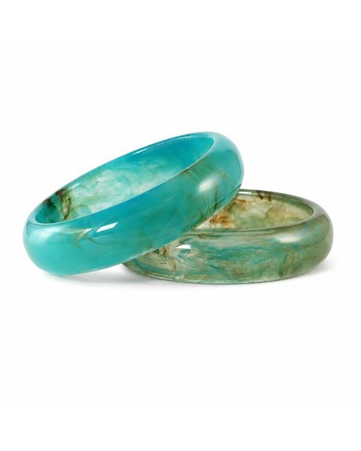 Hye Jane Jewelry Green Capri Resin Bangle Set