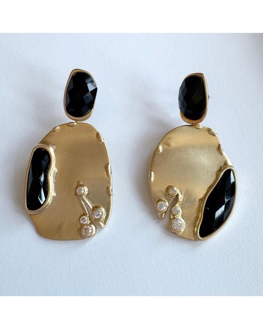 Rare Matters Jewelry Metallic Onyx Drop Earrings
