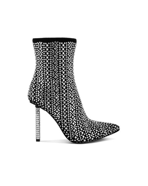 Rag & Co Black Gem Blaze Rhinestones Stiletto Boots