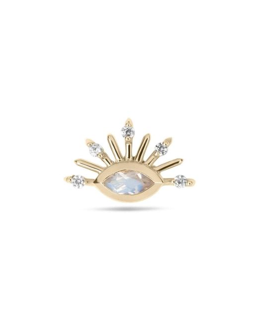 Zohreh Metallic Moonstone & Sapphire Sunburst Flat Back Earring 9K