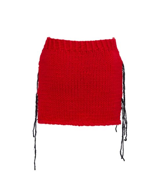 Sarah Regensburger Red Fire Chunky Knit Skirt