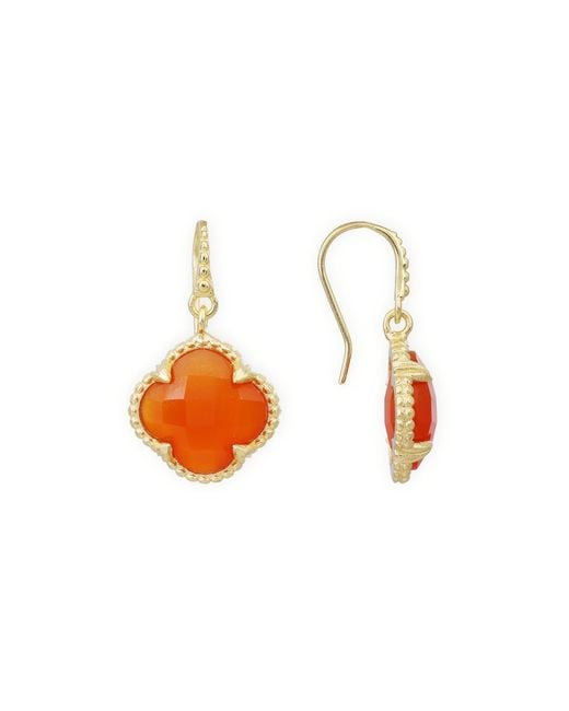 Azuni London Orange Tyche Gemstone Earrings Carnelian