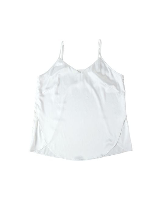 Soft Strokes Silk White Pure Mulberry Silk Petal Camisole, V Neck Spaghetti Strap Silk Charmeuse