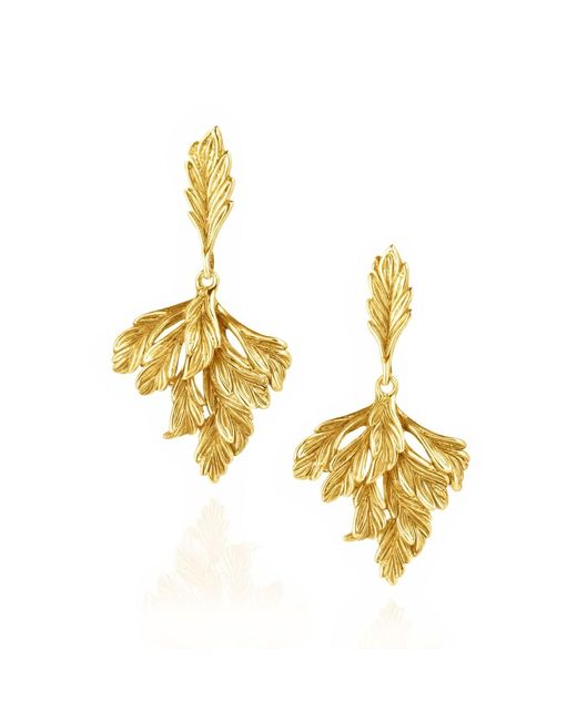Unaloe Metallic Plated Leaf Drop Earrings – Nature Inspired Statement Earrings – Handmade Italian Jewelry For