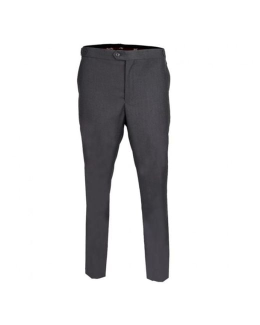 DAVID WEJ Gray Aldo Plain Smart Trousers With Side Adjusters – Charcoal for men