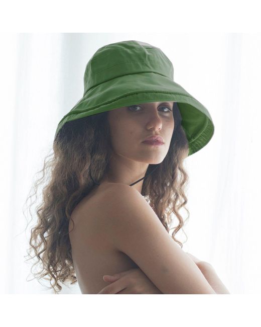 Justine Hats Green Dark Sun Cotton Wide Hat