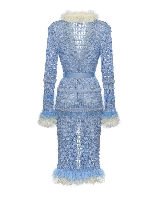 Andreeva Blue Baby Rose Handmade Knit Dress-Cardigan