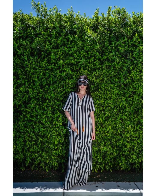 Jennafer Grace Black Corsaire Stripe Tunic & Palazzo Set