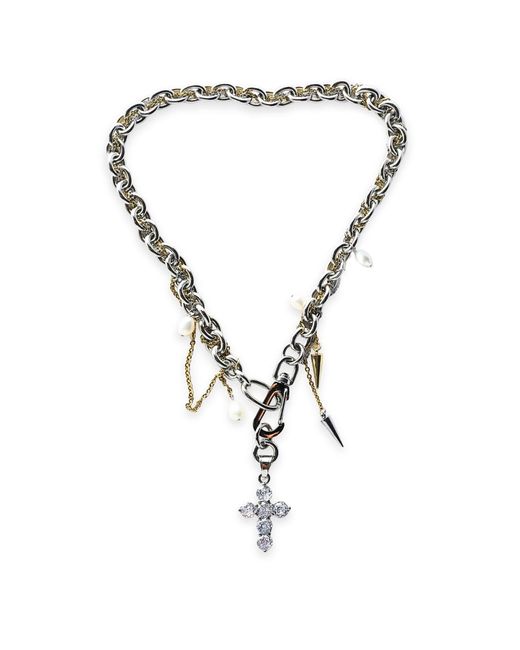 Kirei Metallic Divine Disorder Necklace – Cross With Intertwined Chains