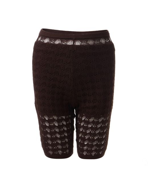Fully Fashioning Black Khloe Crochet Knit Legging Short