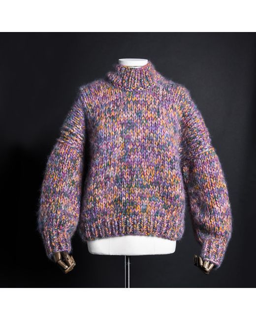 Essien & Emre Red Volatica Wool Mohair Hand Knit Jumper