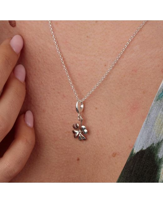Lily Charmed Metallic Sterling Four Leaf Clover Charm Necklace
