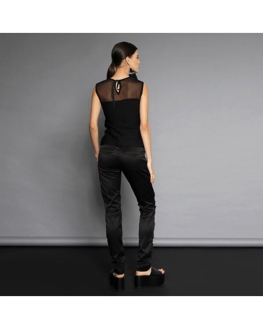Silvia Serban Black Mesh Cutout Top