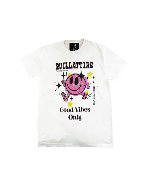 Quillattire White Good Vibes Smile Tee