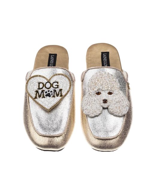 Laines London Metallic ' / Classic Mules With Pearl The Poodle & Dog Mum / Mom Brooches