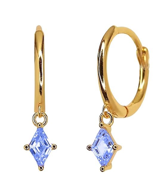 Harfi Blue Tiny Aquamarine March Birthstone Dangle Rook Hoop