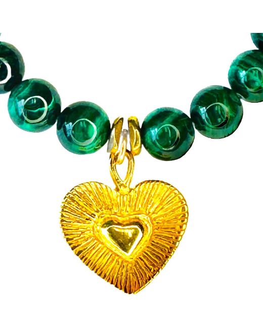 Lexi Jewelry Green Heart & Malachite Elastic Bracelet