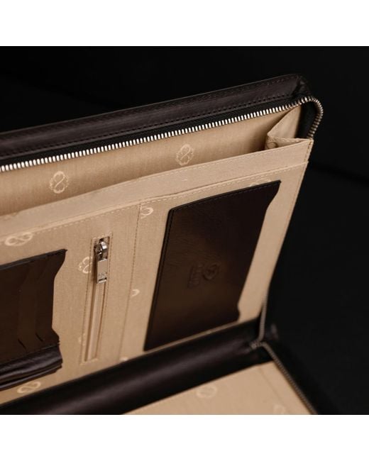 Time Resistance Black Leather Documents Folder Organizer