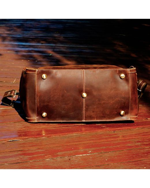 Touri Brown Genuine Leather Front Pockets Boarding Bag for men