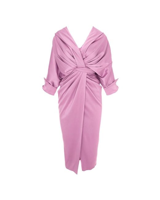 Acob a Porter Pink ' / Draped Midi Dress Powdered