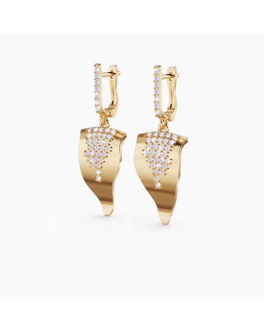 Linda Fiore Metallic Echo Vermeil Huggie Earrings With Clear Cz Stones