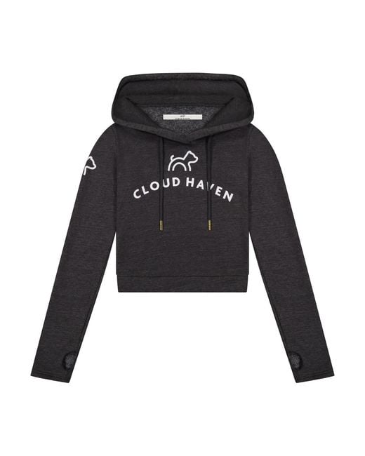 Cloud Haven Blue Cozy Crop Logo Hoodie