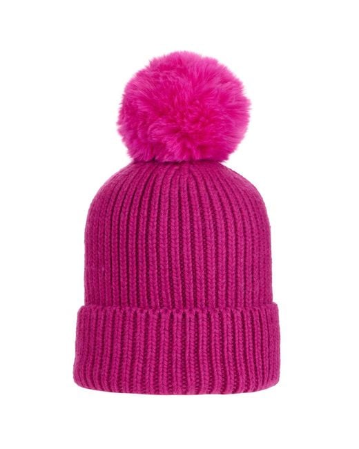 At Last Pink Super Soft Chunky Cashmere Mix Hat With Pom Pom