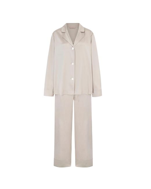 Mamu Dream White Neutrals Soft Classic Silk Pyjama Set