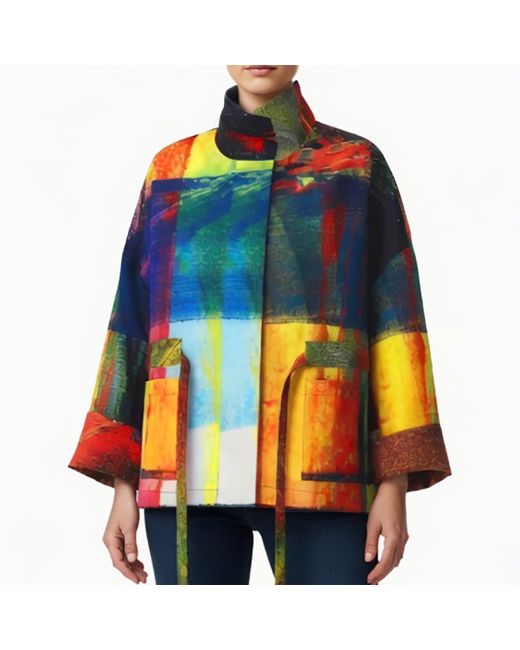 Maxjenny Yellow Square Boxy Jacket Print Multi