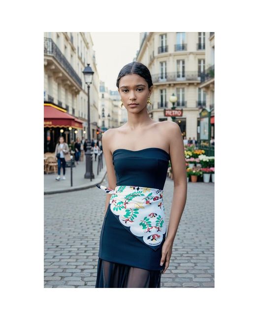 Jessie Zhao New York Green Double Sided Silk Scarf Floral Parade
