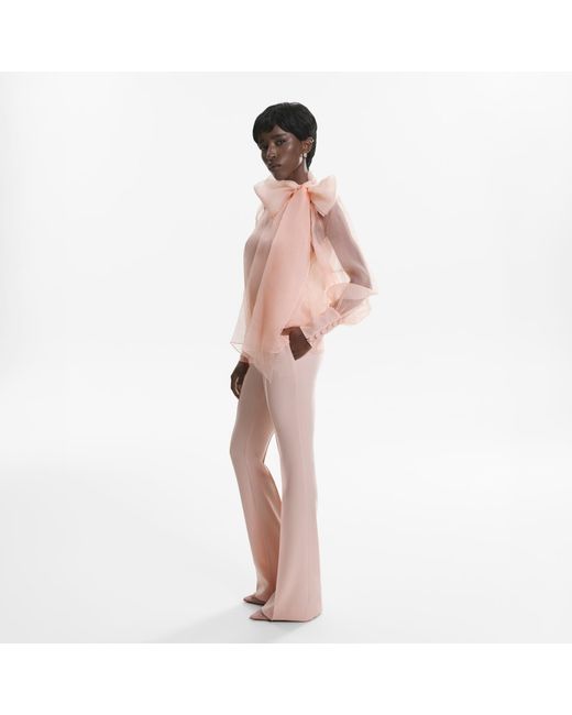 Lita Couture Pink Sheer Organza Silk Blouse