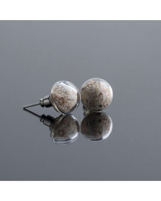 My Little Nature Multicolor Neutrals Natural Beach Sand Stud Earrings – Handmade Coastal Jewelry