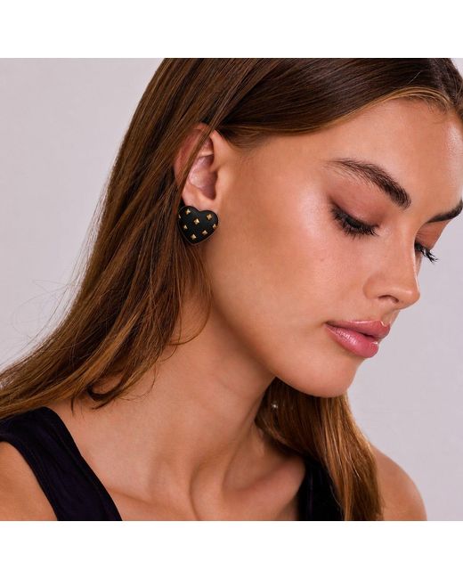 Michael Nash Jewelry Black Cosette Matte Heart Resin Stud Earrings