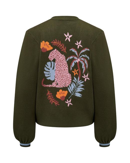 Sugarhill Green Adrian Cardigan Khaki, Leopard Jungle