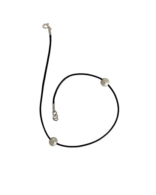 Florentis Jewellery Metallic Asymmetrical Double Loop Leather & Pearl Bracelet