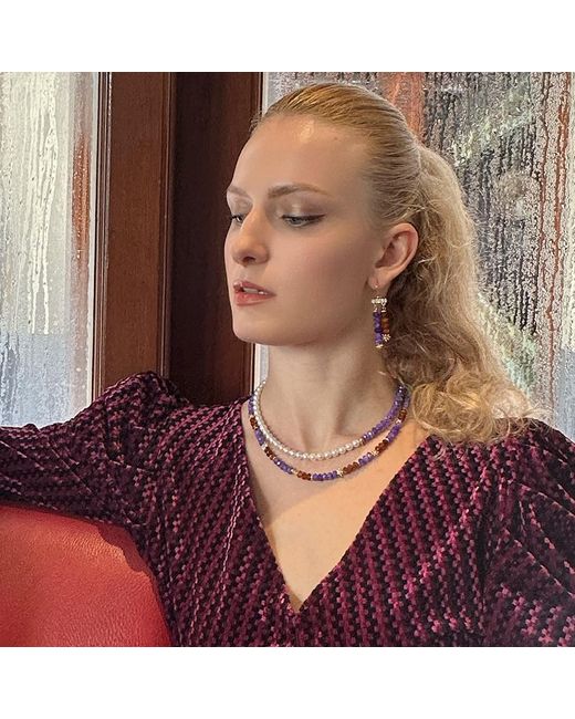Farra Multicolor Amethyst And Garnet Tassel Earrings