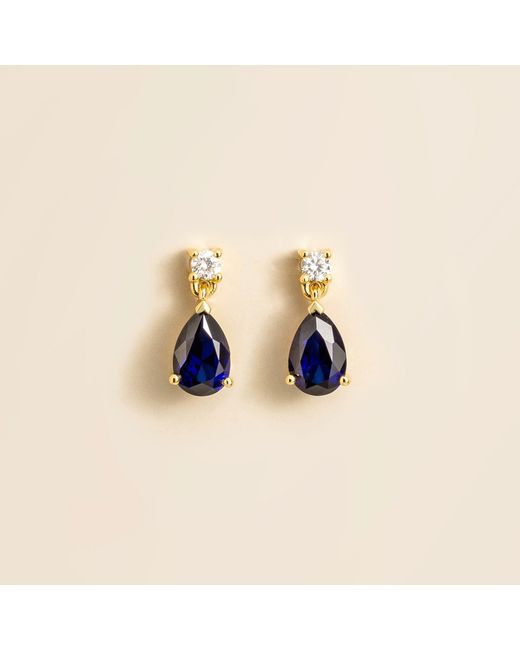 Juvetti Blue Pisa Sapphire & Diamond Pear Drop Earrings