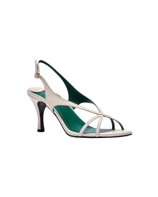 Florrie Metallic Matilda 75Mm Leather Strappy Sandal Ivory