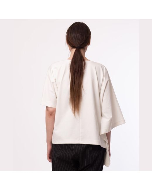 Silvia Serban White Asymmetrical Jersey Top