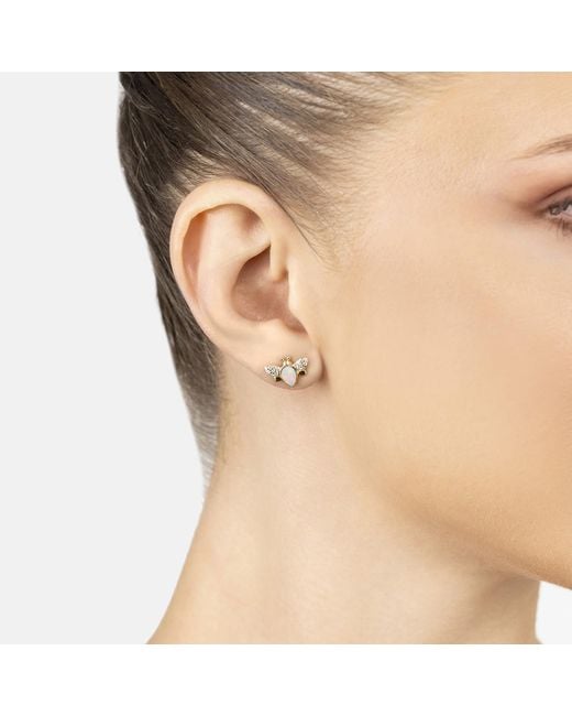 Latelita London Metallic Busy Bee Opal Stud Earrings