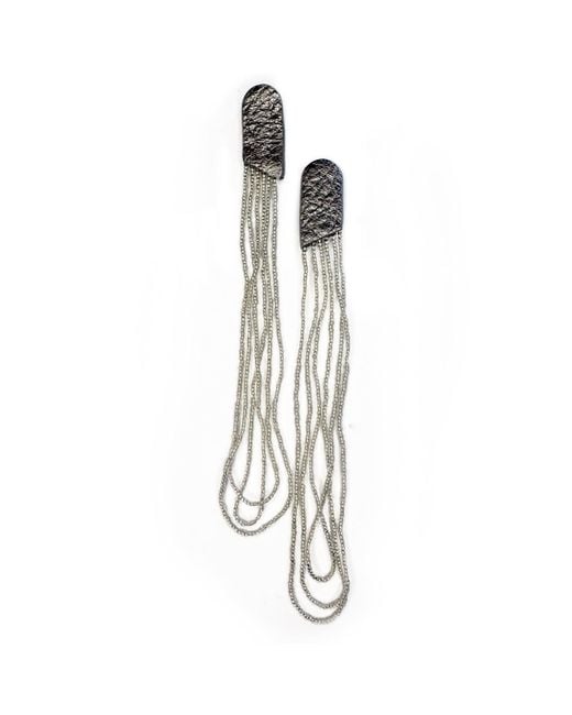WAIWAI Metallic Lyra Beaded Leather Earrings