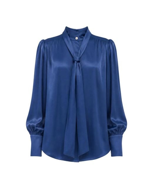 Julia Allert Blue Silk Organza Tie Front Shirt –