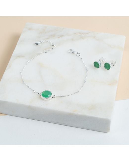 Auree Jewellery Multicolor Barcelona Silver May Birthstone Stud Earrings Chrysoprase