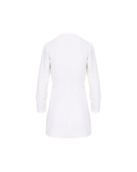 AVENUE No.29 White Single Breasted Wool Blazer With