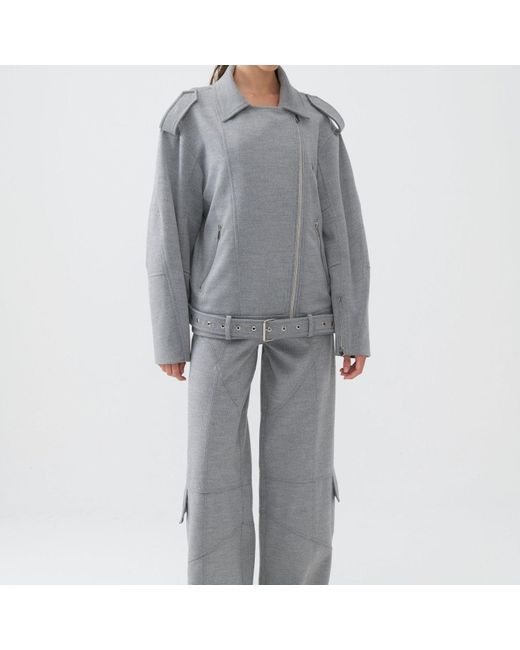 Nocturne Gray Oversized Double-Breasted Coat