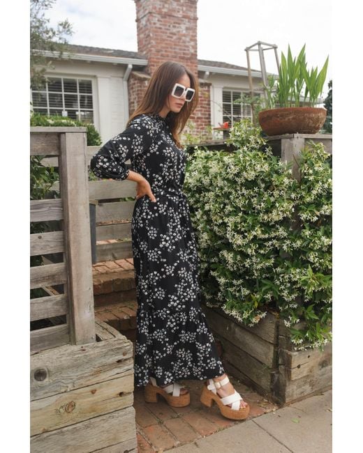Jennafer Grace Black Night Blooming Raglan Maxi Dress