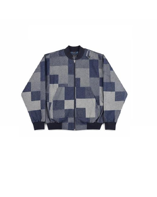 Win Out Blue Patchwork Denim Bomber for men