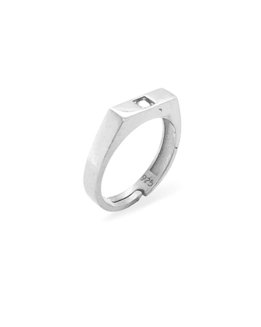 LINYA JEWELLERY White Pinky Adjustable Signet Ring