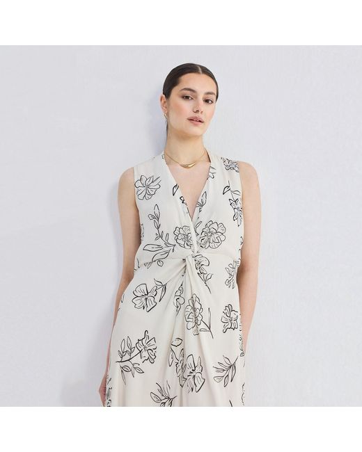 REISTOR Gray Front Twist Maxi Dress